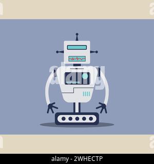 Isolierter niedlicher farbiger Robotercharakter Vektor Stock Vektor