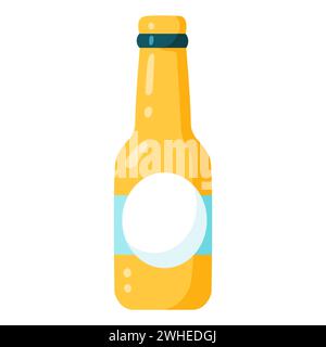 Gelbe Flasche. Limonade. Bier. Vektorabbildung in abgewickelter Form. Stock Vektor