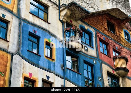 Hundertwasserhaus in Wien, Österreich. Stockfoto