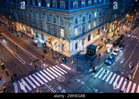 Paris, Frankreich, Luftaufnahme auf dem beleuchteten Caserne Napoleon, nur Editorial. Stockfoto