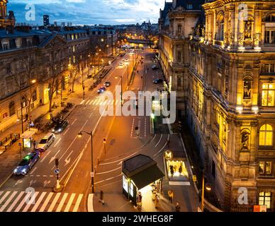 Paris, Frankreich, Luftansicht auf der Rue de Lobau (de Lobau Straße), nur Editorial. Stockfoto