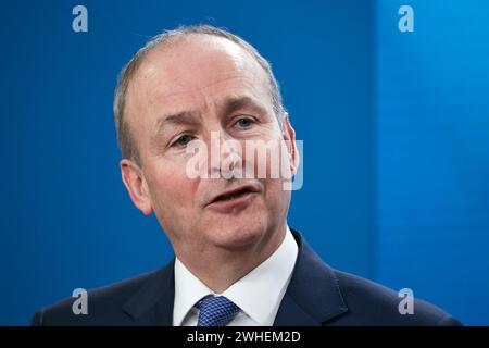 "18.01.2024, Deutschland, Berlin, Berlin - der Außenminister der Parlamentarischen Republik Irland Micheal Martin auf einer Pressekonferenz Stockfoto