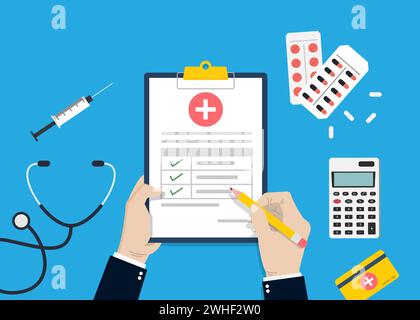 Krankenversicherung für den medizinischen Schutz, Krankenversicherung Konzept Vektor Illustration Stock Vektor