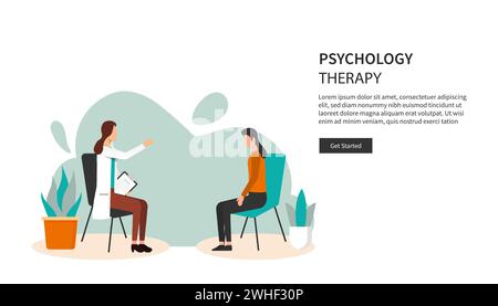 Landing-Page-Vorlage des psychologischen Therapiekonzepts. Stock Vektor