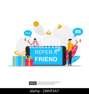 Empfehlen Sie ein Konzept für Freunde, um eine Vektorgrafik für Belohnungen zu erhalten. Stock Vektor