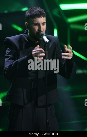 Sanremo, Italien. Februar 2024. Sanremo, 74. Italienisches Songfestival - 4. Abend - auf dem Foto: Maninni Credit: Independent Photo Agency/Alamy Live News Stockfoto