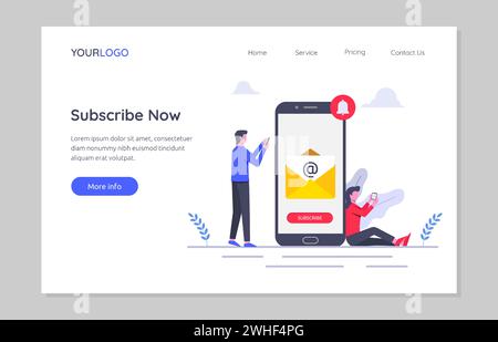 Landing-Page-Vorlage der Abbildung des Abonnementkonzepts. Stock Vektor