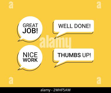 Satz von Sprechblasen Konzept. Motivierter Text für Business-, Marketing- und Werbevektorillustration. Stock Vektor