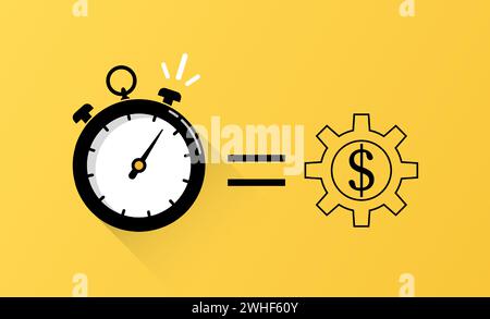 Zeit ist Geld-Konzept mit Uhrsymbol-Vektor Stock Vektor