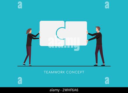 Teamwork-Konzept mit Puzzleteile Vektor-Illustration Stock Vektor