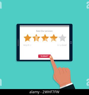 Kundenfeedback und -Bewertung Online-Konzept, Zufriedenheitsbewertung und Vektorillustration Stock Vektor