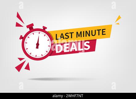 Last Minute Deal Button, flaches Flaggenschild, Logoillustration für den Countdown des Weckers Stock Vektor