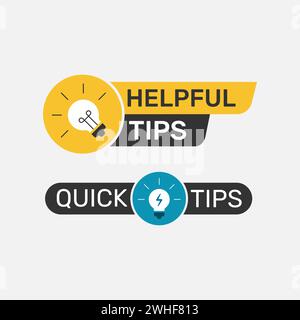Hilfreiche und schnelle Tipps geometrische Botschaft mit Glühbirnendesign für Unternehmen und Werbung Stock Vektor