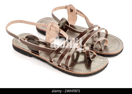 Ledersandalen für Damen Stockfoto