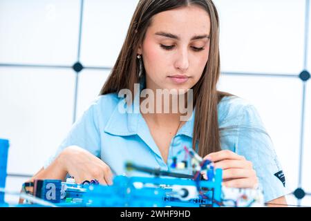 Wissenschaftler, die mit Fertigungstechnologie arbeiten Stockfoto