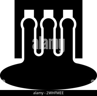 Wasserdamm Wasserkraftwerk Wasserkraft Technologie Kraftwerk Kraftwerk Icon schwarze Farbe Vektor Illustration Bild flache Art einfach Stock Vektor