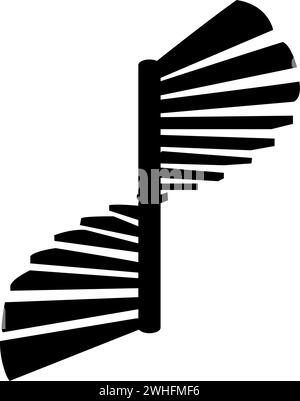 Wendeltreppe runde Treppe Symbol schwarze Farbe Vektor Illustration Bild flach Stil einfach Stock Vektor