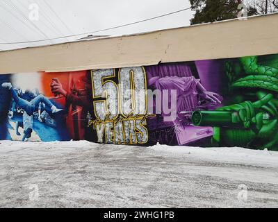 Stockholm, Schweden, 01. Januar 2024. Graffiti-Ausstellung am Stadtrand. Stockfoto