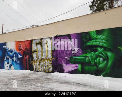 Stockholm, Schweden, 01. Januar 2024. Graffiti-Ausstellung am Stadtrand. Stockfoto