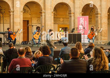 Weihnachtsvorsprechen der Musikschule Llucmajor, San Buenaventura Kloster, Llucmajor, Mallorca, Balearen, Spanien Stockfoto