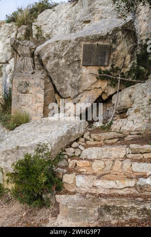 Ramon Llull Höhle, Cura Heiligtum, Puig de Randa, Mallorca, Balearen, Spanien Stockfoto