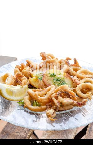 SA Figuera Restaurant, Squid Dish, La Mola, Formentera, Pitiusas Inseln, Balearische Gemeinschaft, Spanien Stockfoto