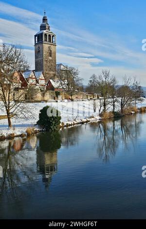 Bad Sooden-Allendorf Themenfoto: Deutschland, Stadt, Bad Sooden-Allendorf, Hessen, 07.02.2024 Kirche St. Crucis und Stadtmauer Allendorf am Flusslauf der Werra Themenfoto: Deutschland, Stadt, Bad Sooden-Allendorf, Hessen, 07.02.2024 *** Bad Sooden Allendorf Themenfoto Deutschland, Stadt, Bad Sooden Allendorf, Hessen, 07 02 2024 St. Crucis Kirche und Allendorf Stadtmauer auf dem Werra Themenfoto Deutschland, Stadt, Bad Sooden Allendorf, Hessen, 07 02 2024 Copyright: xAugstx/xEibner-Pressefotox EP jat Stockfoto