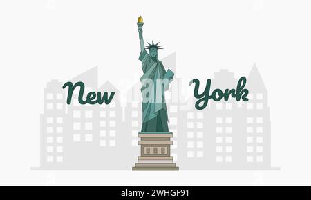 Die flache Abbildung der Freiheitsstatue. New York City. Vektorabbildung. Stock Vektor