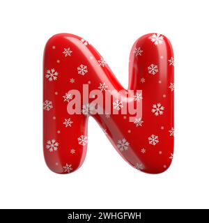 Schneeflockenbuchstabe N - große 3D-weihnachtsschrift - geeignet für Weihnachten, weihnachtsmann oder Winter-Themen Stockfoto