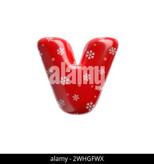 Schneeflockenbuchstabe V - kleine 3D-weihnachtsschrift - geeignet für Weihnachten, weihnachtsmann oder Winterthemen Stockfoto