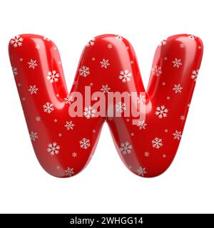 Schneeflockenbuchstabe W - große 3D-weihnachtsschrift - geeignet für Weihnachten, weihnachtsmann oder Winterthemen Stockfoto