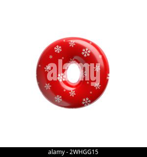 Schneeflocken-Buchstabe O - kleine 3D-weihnachtsschriftart - geeignet für Weihnachten, weihnachtsmann oder Winterthemen Stockfoto