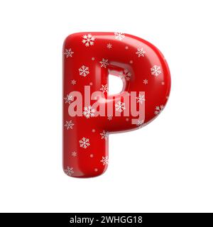 Schneeflockenbuchstabe P - Großbuchstabe 3D-weihnachtsschrift - geeignet für Weihnachten, weihnachtsmann oder Winter-Themen Stockfoto