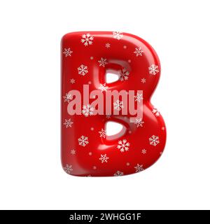 Schneeflockenbuchstabe B - große 3D-weihnachtsschrift - geeignet für Weihnachten, weihnachtsmann oder Winter-Themen Stockfoto