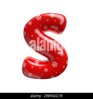 Schneeflockenbuchstabe S - Großbuchstabe 3D-weihnachtsschrift - geeignet für Weihnachten, weihnachtsmann oder Winterthemen Stockfoto