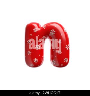 Schneeflocken-Buchstabe N - kleine 3D-weihnachtsschrift - geeignet für Weihnachten, weihnachtsmann oder Winterthemen Stockfoto