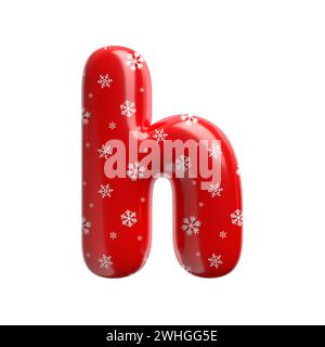 Schneeflocken-Buchstabe H – Kleinbuchstabe 3D-weihnachtsschrift – geeignet für Weihnachten, weihnachtsmann oder Winterthemen Stockfoto