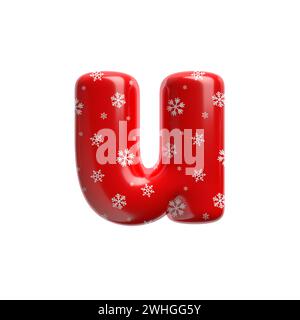 Schneeflockenbuchstabe U - kleine 3D-weihnachtsschrift - geeignet für Weihnachten, weihnachtsmann oder Winterthemen Stockfoto
