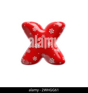 Schneeflocken-Buchstabe X - kleine 3D-weihnachtsschrift - geeignet für Weihnachten, weihnachtsmann oder Winterthemen Stockfoto