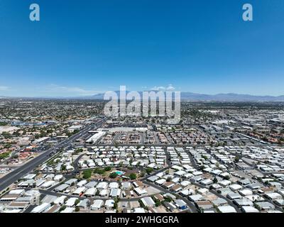 Aus der Vogelperspektive über die städtischen Vorstadtgemeinden in Las Vegas Nevada Stockfoto