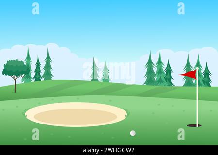 Vektorillustration für den Golfplatz. Outdoor-Sport. Stock Vektor