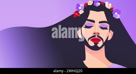 Equity-Konzept, internationaler Frauentag, Hintergrund der Geschlechtervielfalt, minimale Vektorillustration Stockfoto