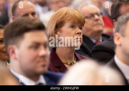 London, Großbritannien. Februar 2024. Wendy Morton wurde beim Start der Bewegung des „populären Konservativismus“ in London gesehen. PopCon, eine neue konservative Gruppierung in Großbritannien und eine Randbewegung innerhalb der Konservativen Partei, zielt darauf ab, die demokratische Rechenschaftspflicht wiederherzustellen und die konservative Politik der Bevölkerung zu fördern. (Foto: Tejas Sandhu/SOPA Images/SIPA USA) Credit: SIPA USA/Alamy Live News Stockfoto