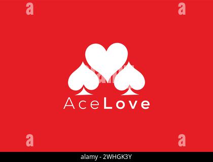 Minimalistische Ace Love Logo Design Vektorvorlage. Kreatives Logo in roter Herzform Stock Vektor