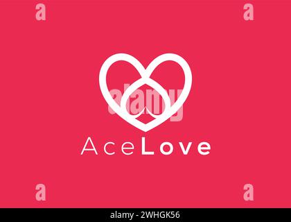 Minimalistische Ace Love Logo Design Vektorvorlage. Kreatives Logo in roter Herzform Stock Vektor