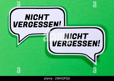 Nicht vergessen Termin erinnern Erinnerung in Sprechblasen Kommunikation Business Konzept Stuttgart, Deutschland - 17. Januar 2024: Nicht vergessen Termin erinnern Erinnerung in Sprechblasen Kommunikation Business Konzept in Stuttgart, Deutschland. *** Nicht vergessen Terminerinnerung in Sprechblasen Kommunikation Geschäftskonzept Stuttgart, Deutschland 17. Januar 2024 nicht vergessen Terminerinnerung in Sprechblasen Kommunikation Geschäftskonzept in Stuttgart, Deutschland Stockfoto