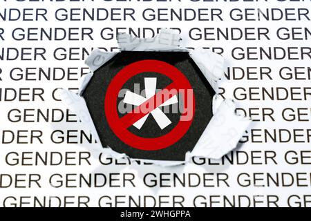 Genderverbot Gendern mit Gendersternchen als Symbol für gendergerechte Sprache Kommunikation Konzept Stuttgart, Deutschland - 23. Januar 2024: Genderverbot Gendern mit Gendersternchen als Symbol für gendergerechte Sprache Kommunikation Konzept in Stuttgart. *** Gender Ban Gender Ban Gender Ban Gender Ban Gender Ban Gender 2024 Ban Gender Ban Gender Ban Gender Ban Gender Ban Gender Ban Gender Ban Gender Ban Gender Ban Gender Ban Stockfoto