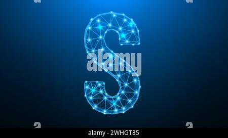 Polygonale Vektordarstellung des Buchstabens S auf dunkelblauem Hintergrund. Stockfoto