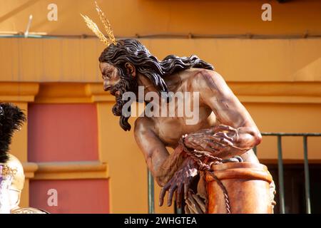 Geheimnisvolle Prozession der Bruderschaft der Zigarrenbauer während der Karwoche in Sevilla, Spanien Stockfoto