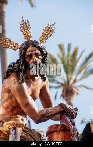 Geheimnisvolle Prozession der Bruderschaft der Zigarrenbauer während der Karwoche in Sevilla, Spanien Stockfoto